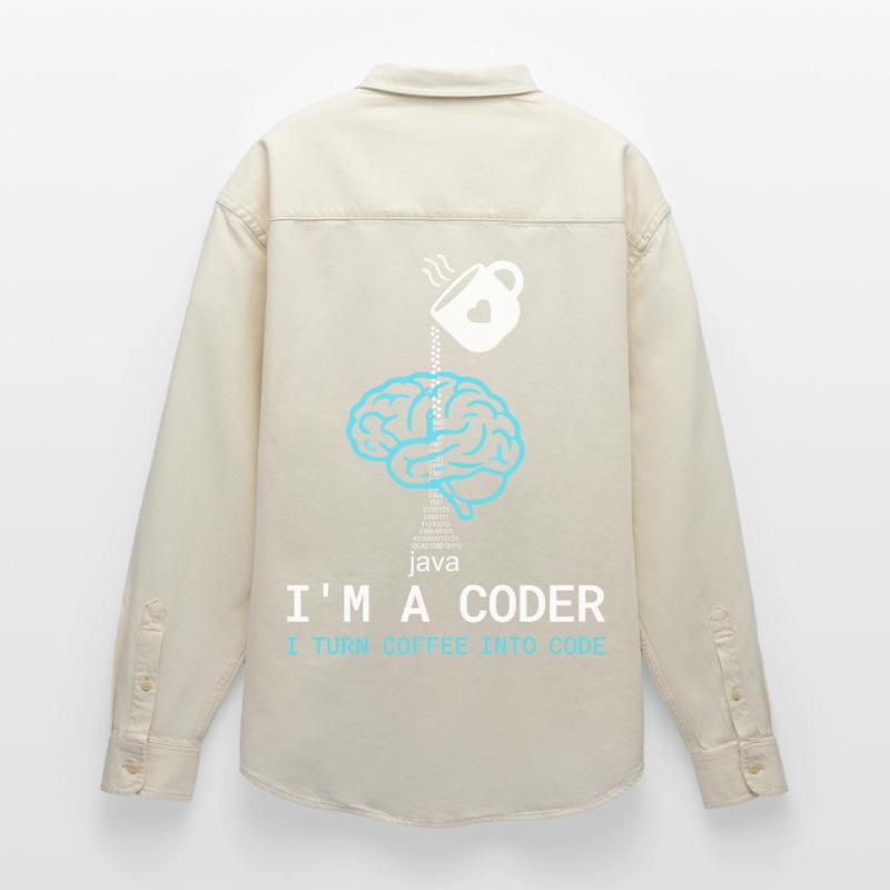 T-shirt Coder : Du café dans le code – Nerdy Programmie Chemise unisexe coupe décontractée bio Stanley/Stella