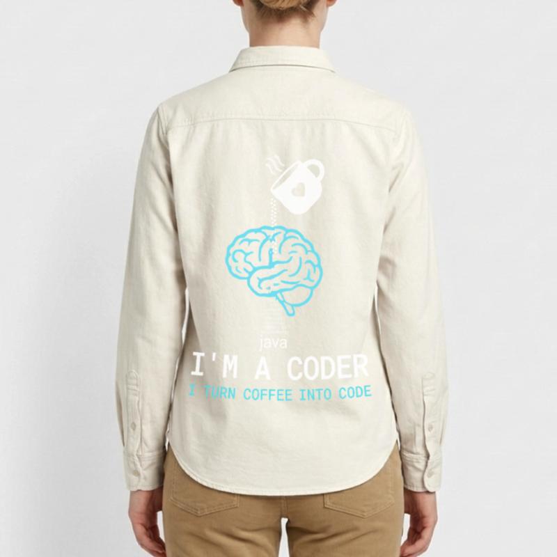 Coder T-Shirt: Coffee into Code – Nerdy Programmie Relaxed Fit Unisex Organic Hemd von Stanley/Stella