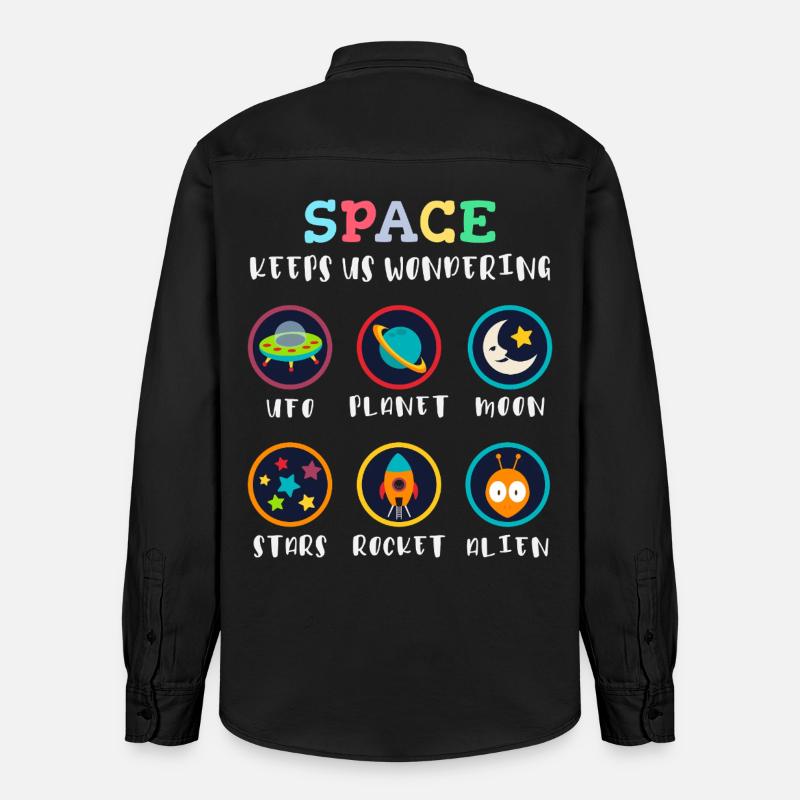 L’espace suscite la curiosité - Chemise unisexe coupe décontractée bio Stanley/Stella - noir délavé