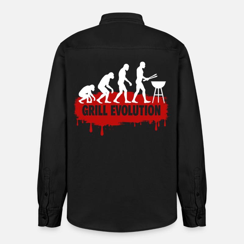 Grill Evolution Funny Grill Master Saying - Relaxed Fit Unisex Organic Shirt by Stanley/Stella - washed black