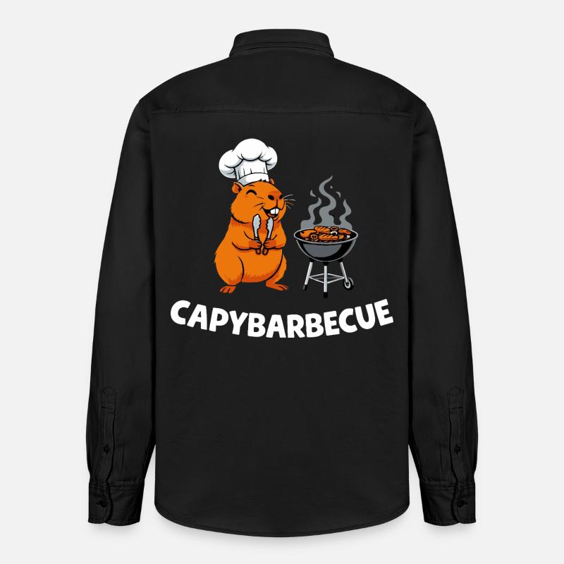 Chef Maître du Grill Capybara - Chemise unisexe coupe décontractée bio Stanley/Stella - noir délavé
