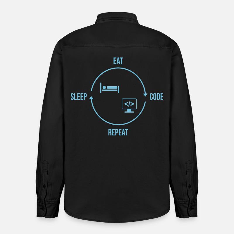 Eat Sleep Code Repeat - Programmierer Kreislauf - Relaxed Fit Unisex Organic Hemd von Stanley/Stella - washed Black