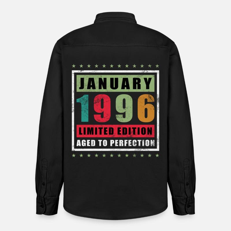 Janvier 1996 Édition limitée - Chemise unisexe coupe décontractée bio Stanley/Stella - noir délavé