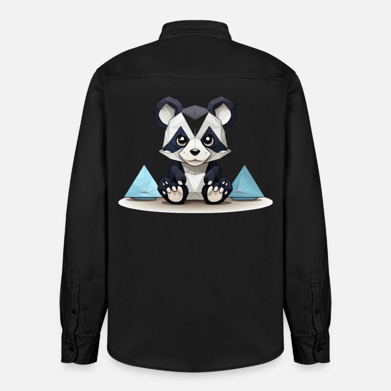 Low-Poly Panda am Eisgebirge - Relaxed Fit Unisex Organic Hemd von Stanley/Stella - washed Black