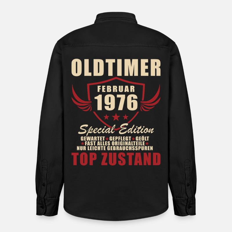 Février 1976 Anniversaire Oldtimer 1976 - Chemise unisexe coupe décontractée bio Stanley/Stella - noir délavé
