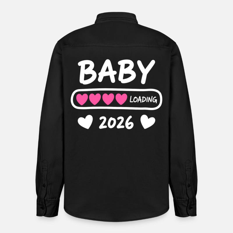 Baby Loading 2026 Parents enceintes - Chemise unisexe coupe décontractée bio Stanley/Stella - noir délavé