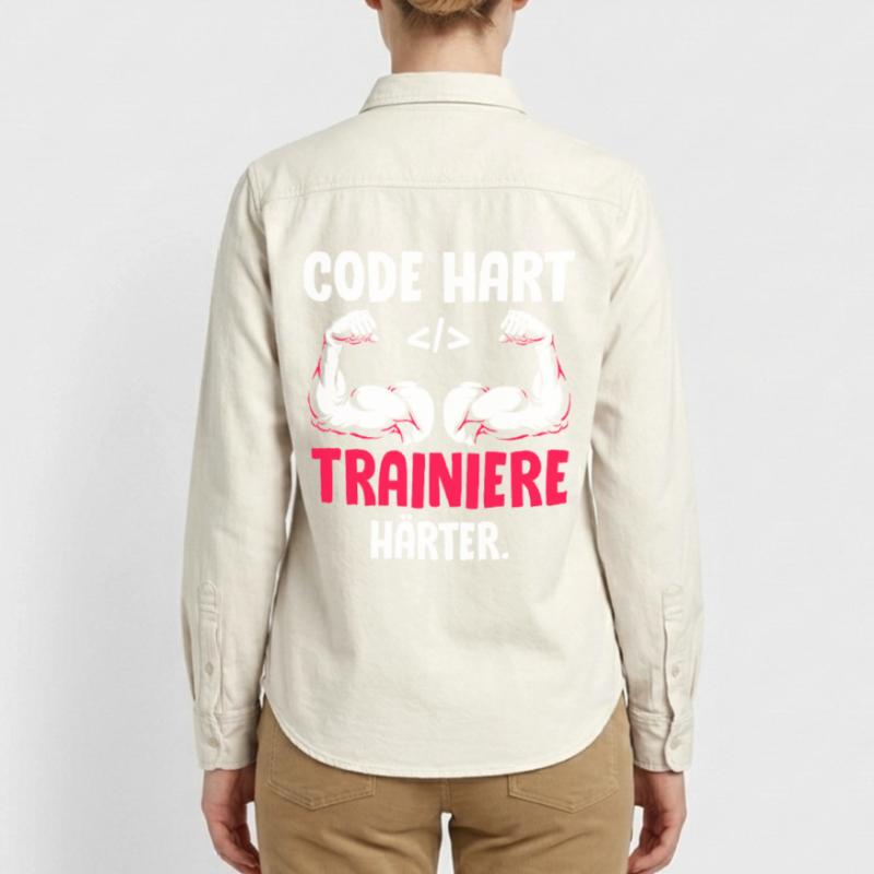 Coder CODE HARD TRAIN HARDER Funny Relaxed Fit Unisex Organic Shirt by Stanley/Stella