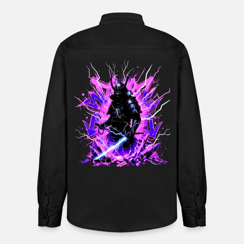 Cyber Samurai – Synthwave Katana Geist - Relaxed Fit Unisex Organic Hemd von Stanley/Stella - washed Black