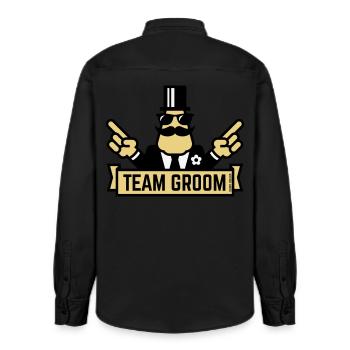 Teambräutigam (Junggesellenabschied mit dem Zeigen 3C) - Relaxed Fit Unisex Organic Hemd von Stanley/Stella - washed Black - Hinten - AI Model Male 178 light (178cm)