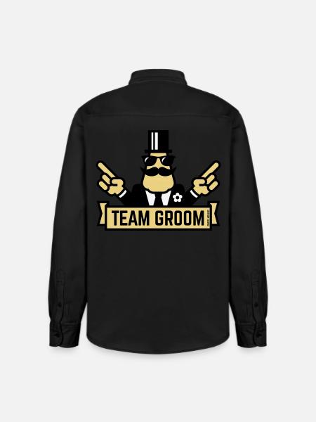 Team Groom (Pointing Stag Night Bachelor Party 3C) - Relaxed Fit Unisex Organic Shirt by Stanley/Stella - washed black
