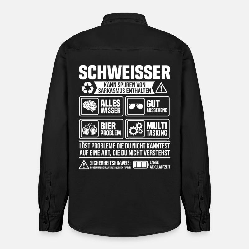 Welder Problem Solver – Funny Craftsman Info - Relaxed Fit Unisex Organic Shirt by Stanley/Stella - washed black