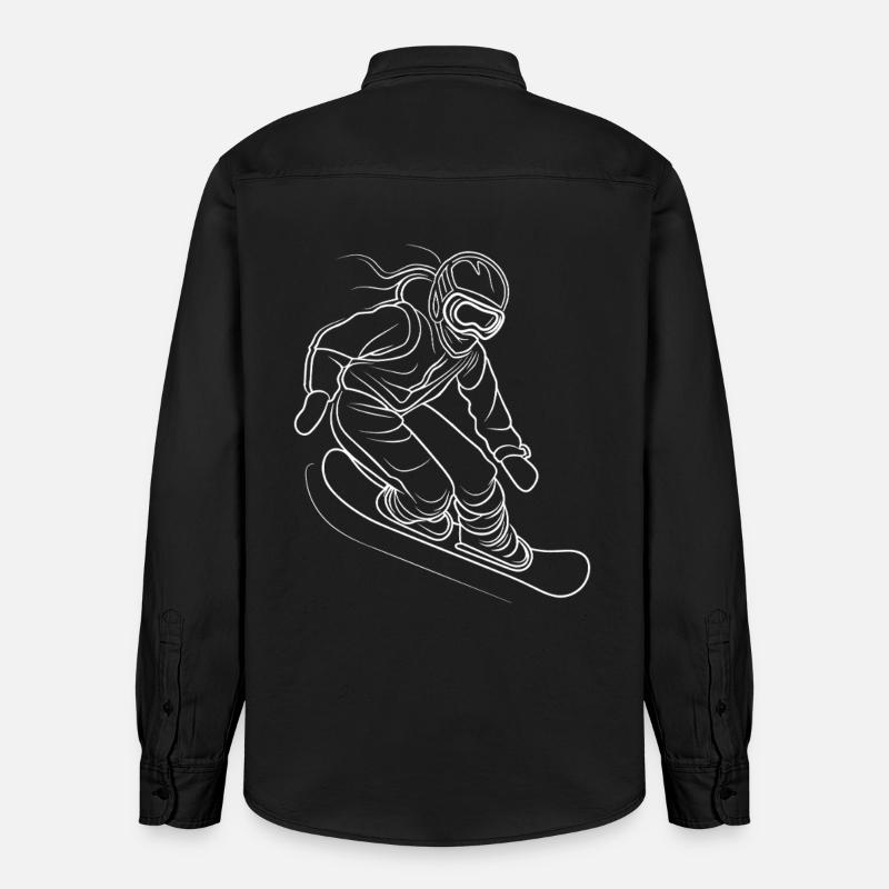 Art de lignes de snowboardeuse - Chemise unisexe coupe décontractée bio Stanley/Stella - noir délavé