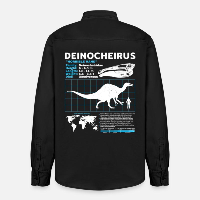 Fiche d’information de Deinocheirus - Chemise unisexe coupe décontractée bio Stanley/Stella - noir délavé