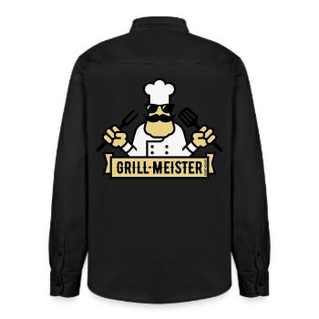 Grillmeister (Grilling / Barbecue / BBQ / 3C) - Relaxed Fit Unisex Organic Shirt by Stanley/Stella - washed black - Back - AI Model Male 178 light (178cm)