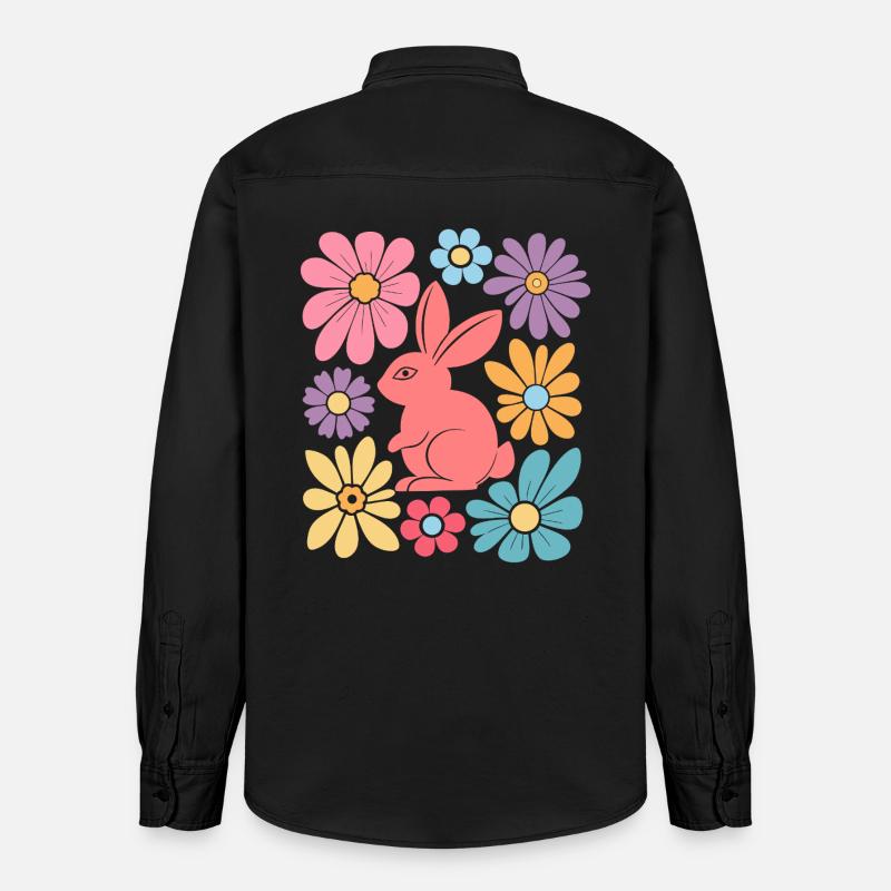 Happy Easter Bunny Boho - Relaxed Fit Unisex Organic Hemd von Stanley/Stella - washed Black