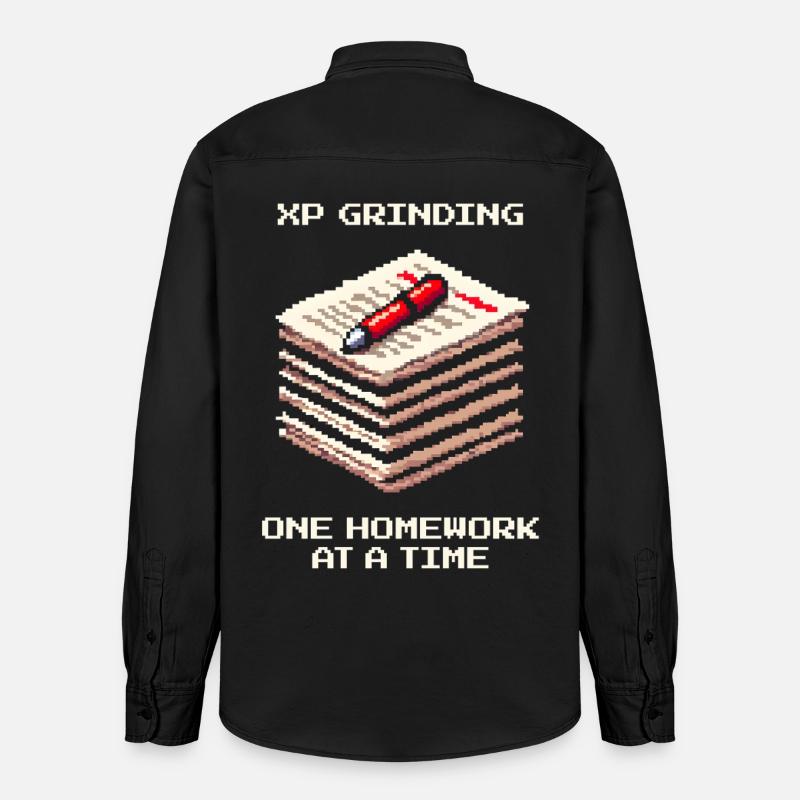 XP Grind : Devoirs pour devoirs | École - Chemise unisexe coupe décontractée bio Stanley/Stella - noir délavé