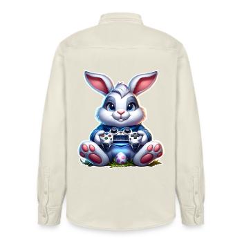 Easter Bunny Gaming Gamer - Relaxed Fit Unisex Organic Shirt by Stanley/Stella - soft Ecru - Back - AI Model Male 178 light (178cm)