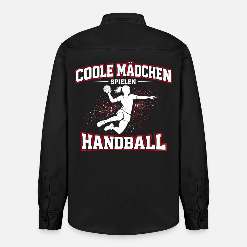 Handball Mädchen Spruch Geschenk - Relaxed Fit Unisex Organic Hemd von Stanley/Stella - washed Black