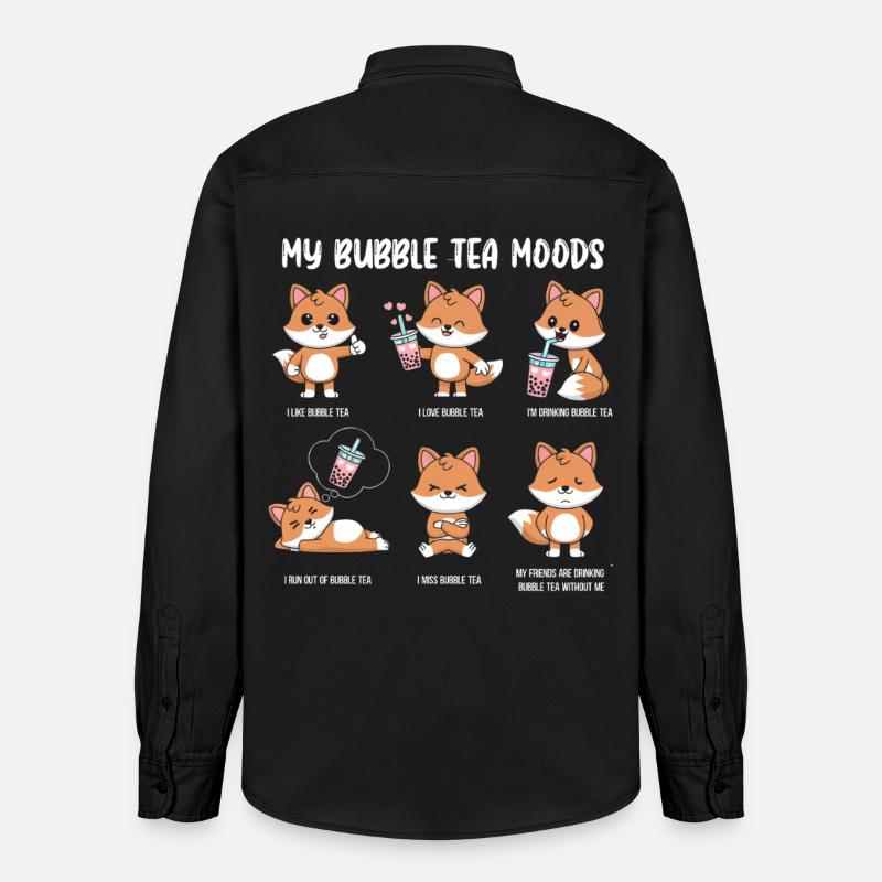 Fuchs Bubble Tea Meme - Relaxed Fit Unisex Organic Hemd von Stanley/Stella - washed Black