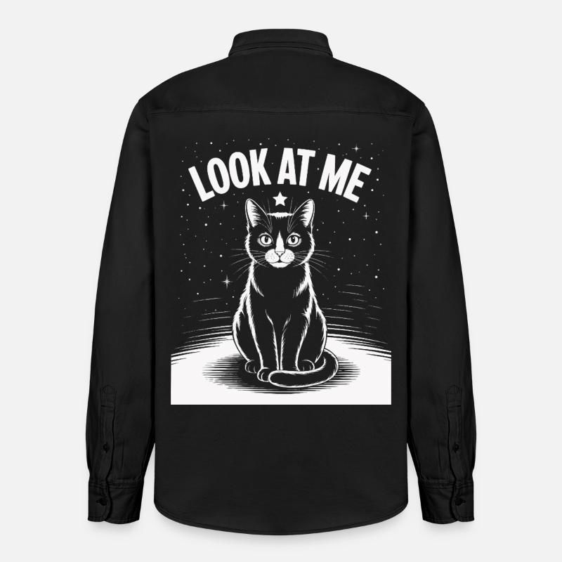 Regarde-moi - Ciel étoilé de chat - Chemise unisexe coupe décontractée bio Stanley/Stella - noir délavé