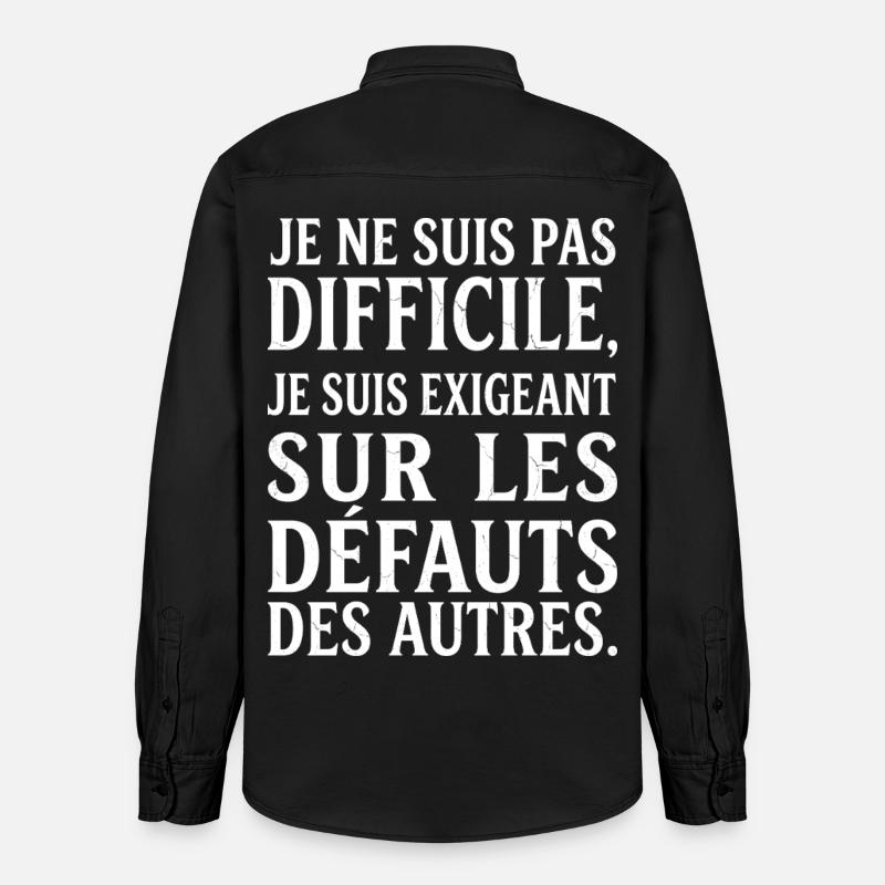 Grognon Humour Râleur Pas Difficile - Chemise unisexe coupe décontractée bio Stanley/Stella - noir délavé
