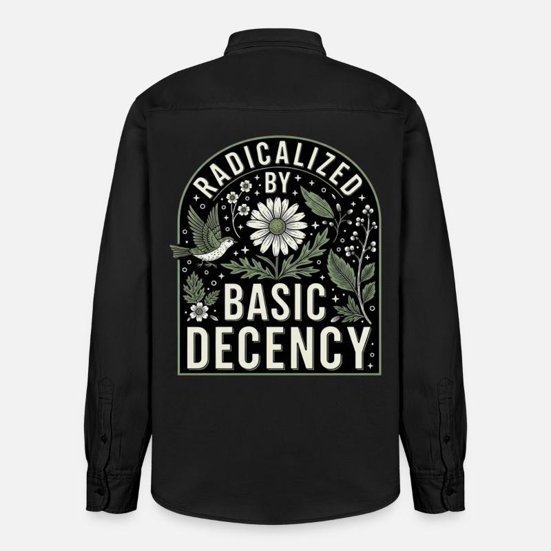 Radicalized by Basic Decency Statement Shirt - Relaxed Fit Unisex Organic Hemd von Stanley/Stella - washed Black