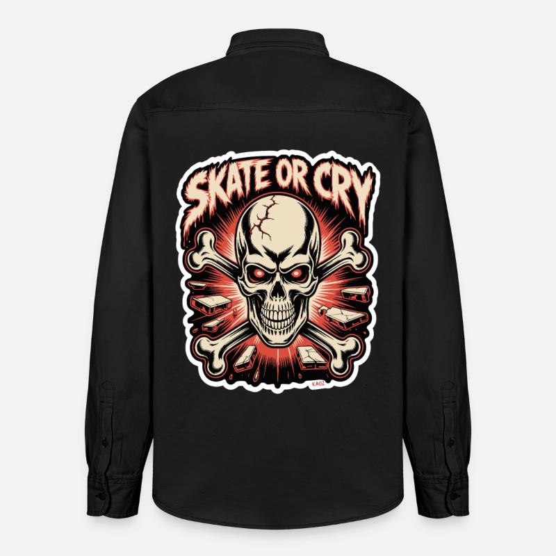 Skate- oder Cry-Skull-Tee-Design - Relaxed Fit Unisex Organic Hemd von Stanley/Stella - washed Black