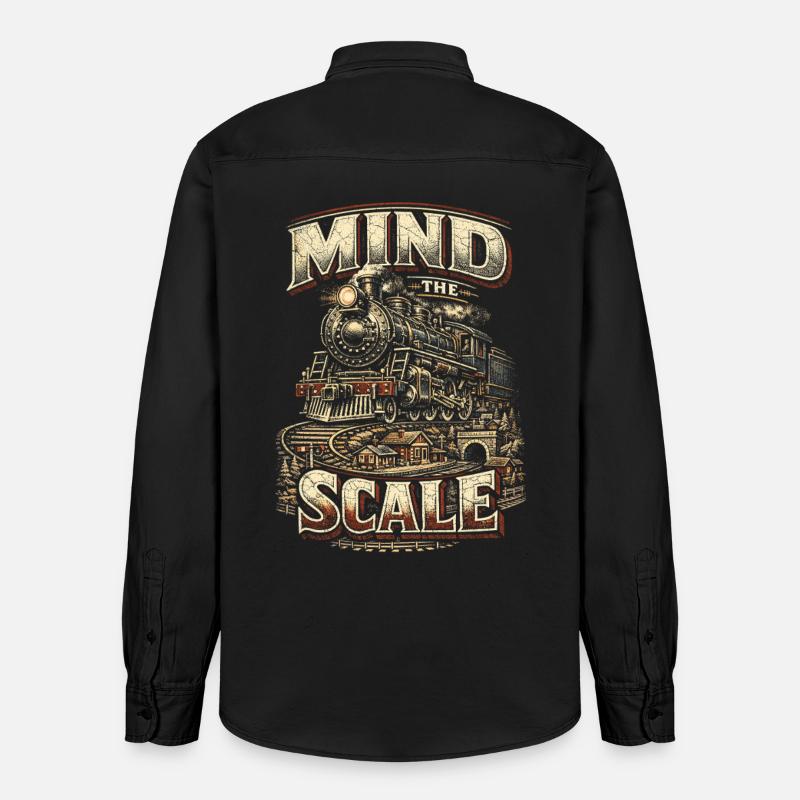 Modelleisenbahn Eisenbahn Mind The Scale - Chemise unisexe coupe décontractée bio Stanley/Stella - noir délavé
