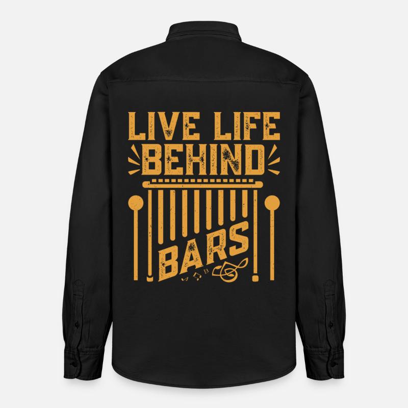 Marimbist Leben hinter Gittern Percussion Pit - Relaxed Fit Unisex Organic Hemd von Stanley/Stella - washed Black