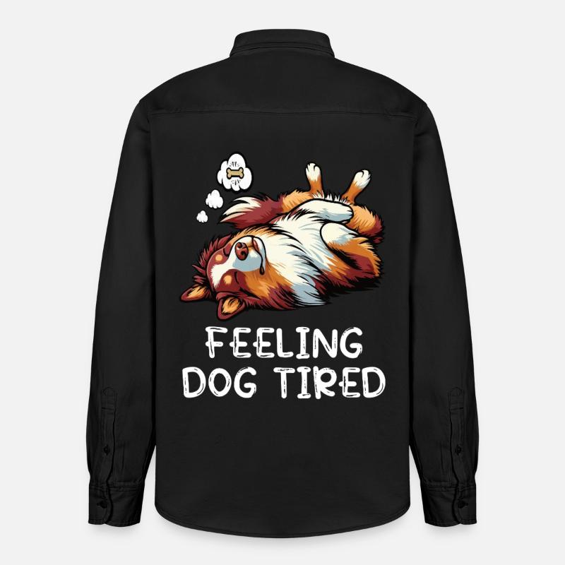 Feeling Dog Tired Australian Shepherd Aussiehalter - Relaxed Fit Unisex Organic Hemd von Stanley/Stella - washed Black