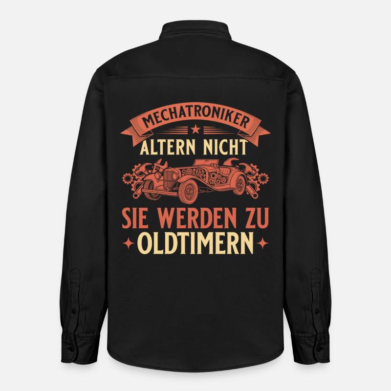 Mechatroniker Altern Nicht - Oldtimer Geschenk - Relaxed Fit Unisex Organic Hemd von Stanley/Stella - washed Black