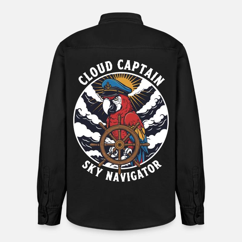 Perroquet Capitaine Cloud Sky Navigator - Chemise unisexe coupe décontractée bio Stanley/Stella - noir délavé