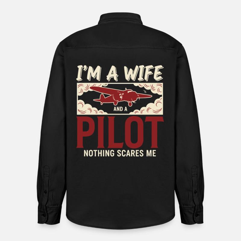 Pilotin Ehefrau Pilot - Relaxed Fit Unisex Organic Hemd von Stanley/Stella - washed Black