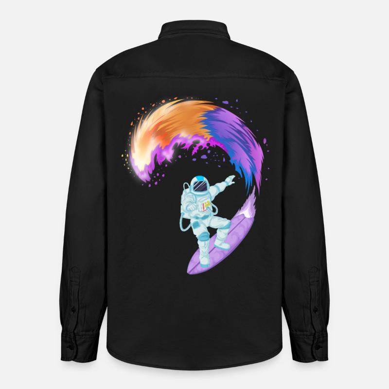 Chemise spatiale de surf d’astronaute - Chemise unisexe coupe décontractée bio Stanley/Stella - noir délavé