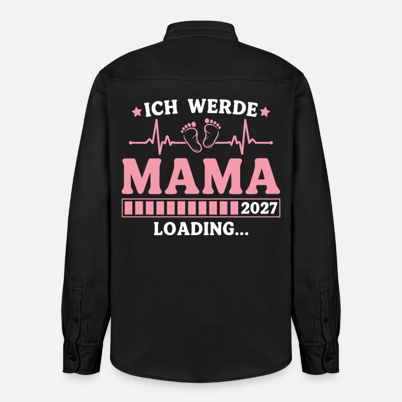 Ich werde Mama 2027 – Werdende Mutter - Relaxed Fit Unisex Organic Hemd von Stanley/Stella - washed Black