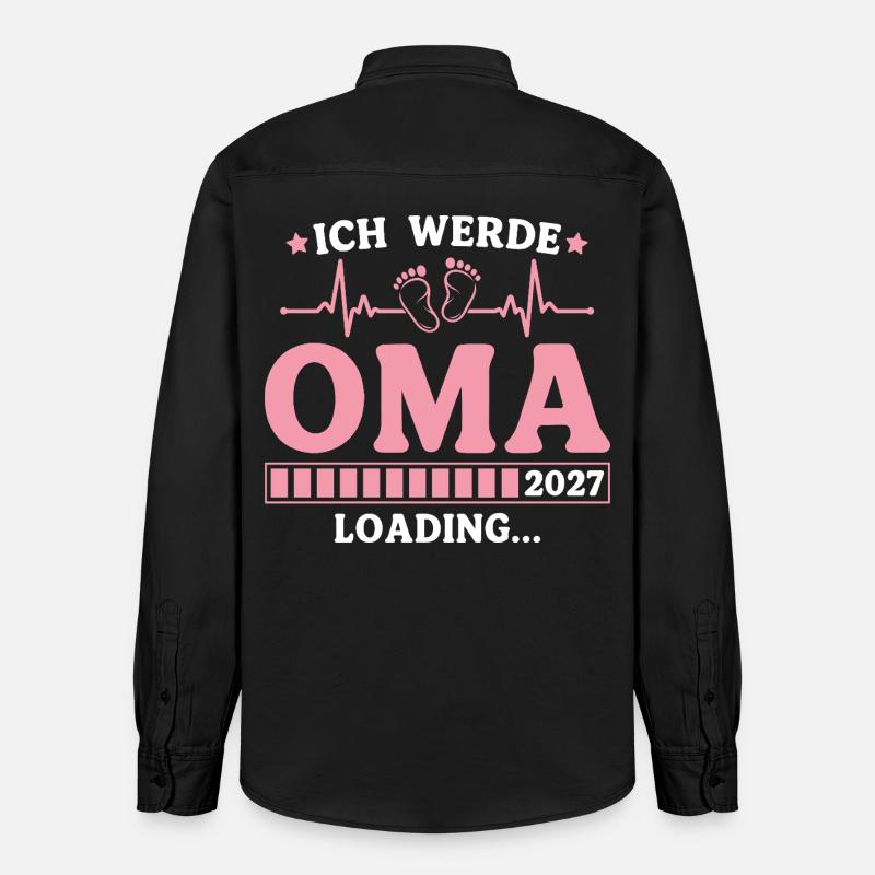 Ich werde Oma 2027 – Werdende Großmutter - Relaxed Fit Unisex Organic Hemd von Stanley/Stella - washed Black