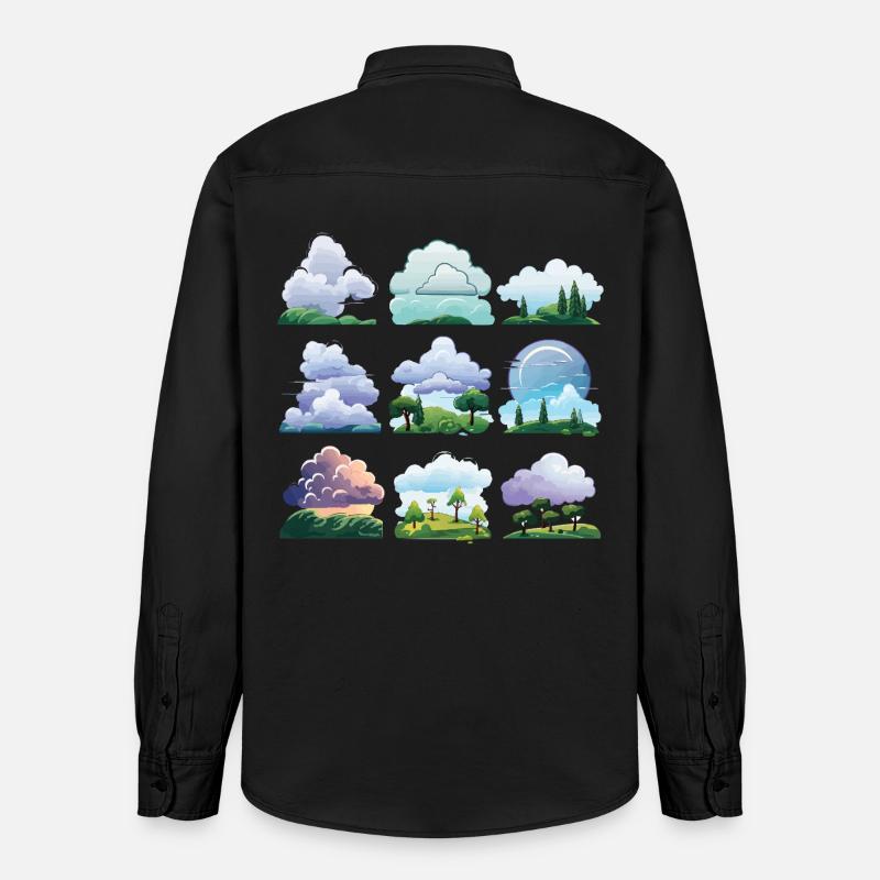 Ensemble de dessins animés Cloudscapes - Chemise unisexe coupe décontractée bio Stanley/Stella - noir délavé