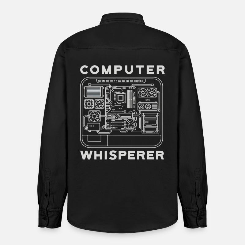 Computer Flüsterer Motherboard Hardware PC - Relaxed Fit Unisex Organic Hemd von Stanley/Stella - washed Black