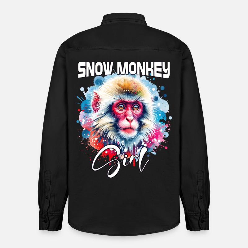 Snow Monkey Mädchen Schneeaffe - Relaxed Fit Unisex Organic Hemd von Stanley/Stella - washed Black