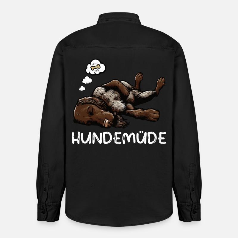 Hundemüde Deutsch Drahthaar drahthaar hunde - Relaxed Fit Unisex Organic Hemd von Stanley/Stella - washed Black