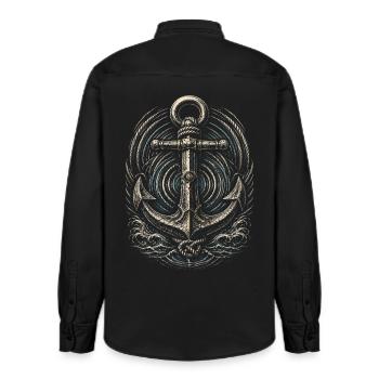 Shanty Chor Seemannslieder - Relaxed Fit Unisex Organic Hemd von Stanley/Stella - washed Black - Hinten - AI Model Male 178 light (178cm)