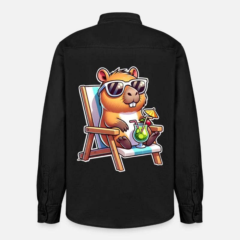 Capybara Chill - Chemise unisexe coupe décontractée bio Stanley/Stella - noir délavé