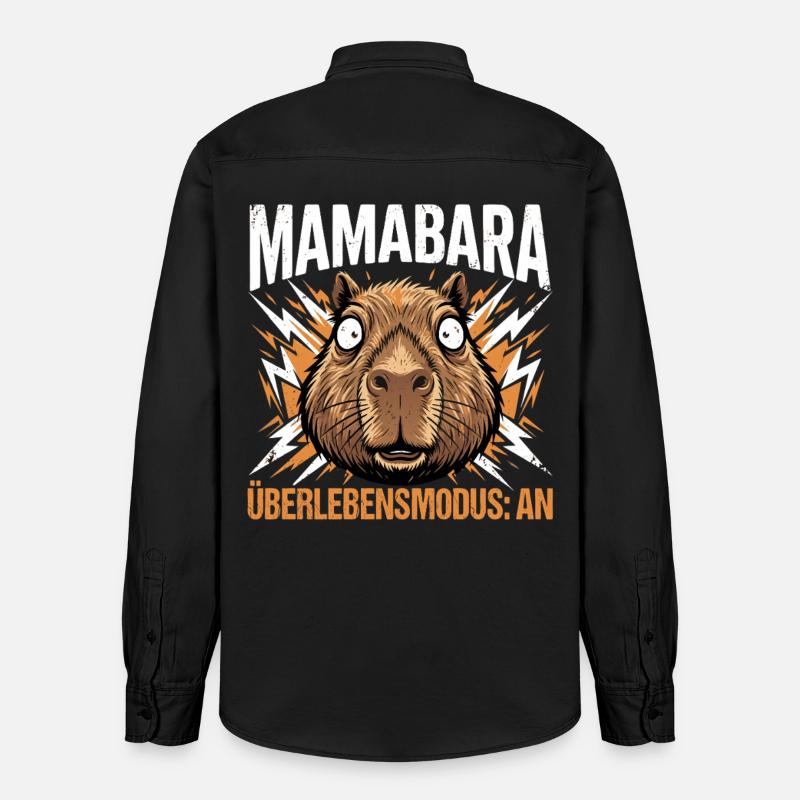 Mamabara Capybara Überlebensmodus Mutter - Relaxed Fit Unisex Organic Hemd von Stanley/Stella - washed Black