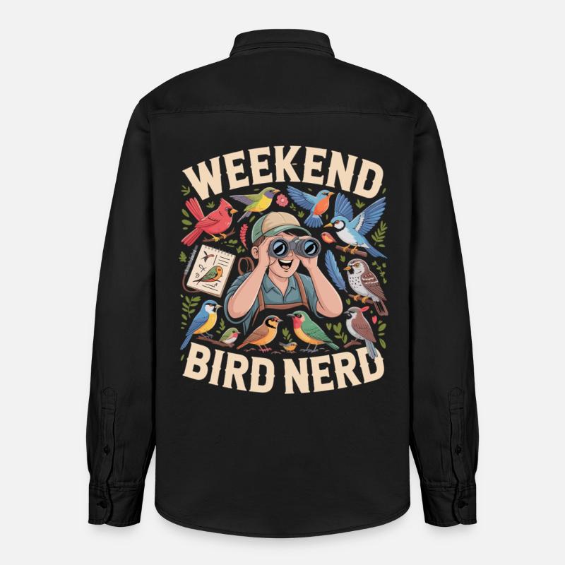 Weekend Bird Nerd Vogelbeobachter - Relaxed Fit Unisex Organic Hemd von Stanley/Stella - washed Black