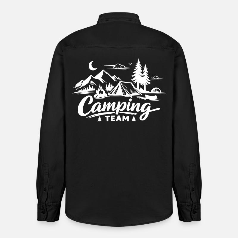 L’équipe du camping - Chemise unisexe coupe décontractée bio Stanley/Stella - noir délavé