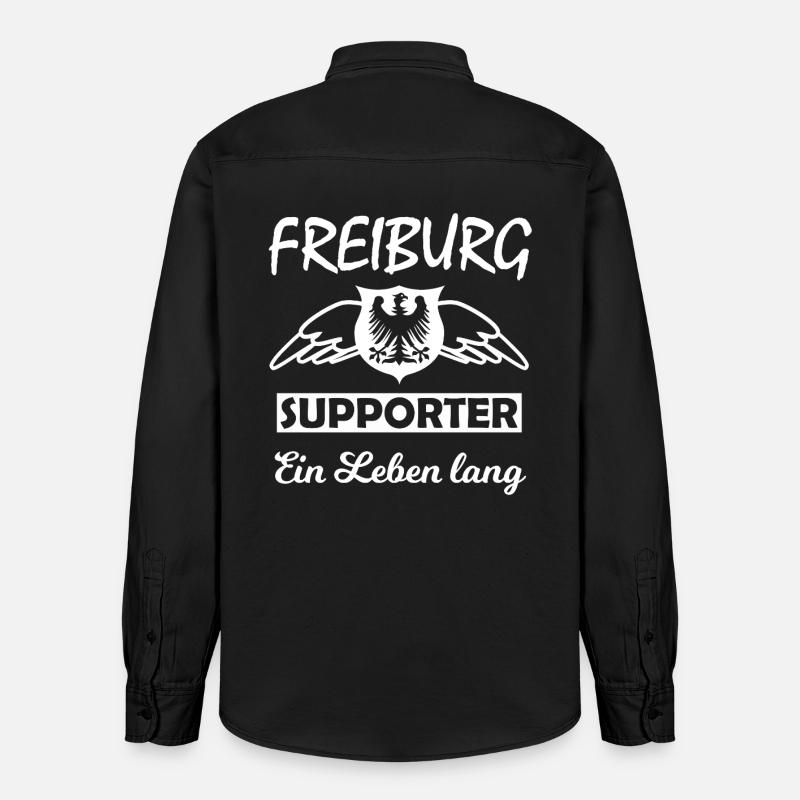 Freiburg Supporter Ein Leben Lang - Relaxed Fit Unisex Organic Hemd von Stanley/Stella - washed Black