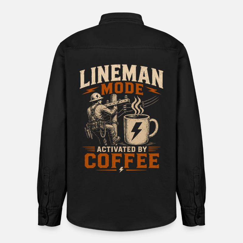 Drôle de Lineman Coffee Électricité - Chemise unisexe coupe décontractée bio Stanley/Stella - noir délavé