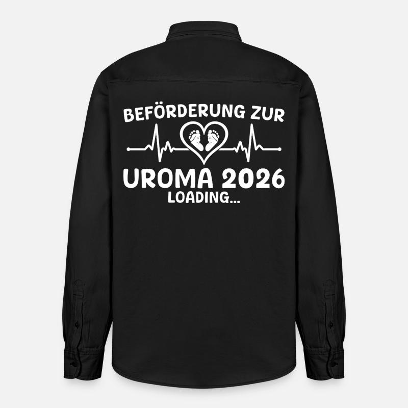 Werdende Uroma 2026 loading - Urgroßmutter - Relaxed Fit Unisex Organic Hemd von Stanley/Stella - washed Black