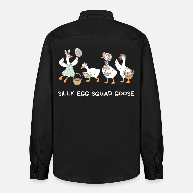 Épques de l’Escadron Œuf Idiot - Chemise unisexe coupe décontractée bio Stanley/Stella - noir délavé