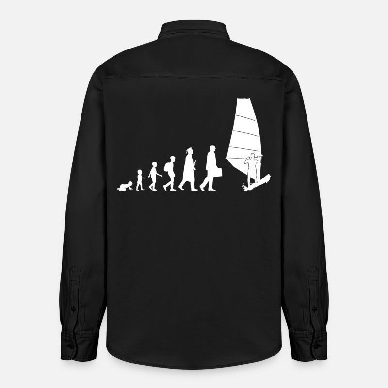 Windsurfing Evolution - Relaxed Fit Unisex Organic Hemd von Stanley/Stella - washed Black